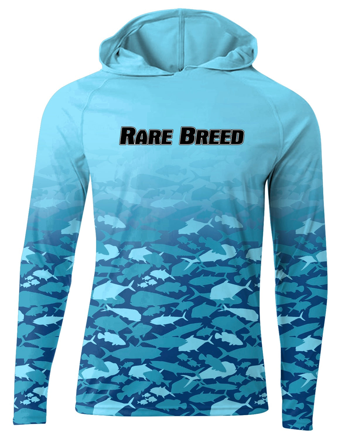 SPF Hooded Long Sleeve Blue Fish Camo