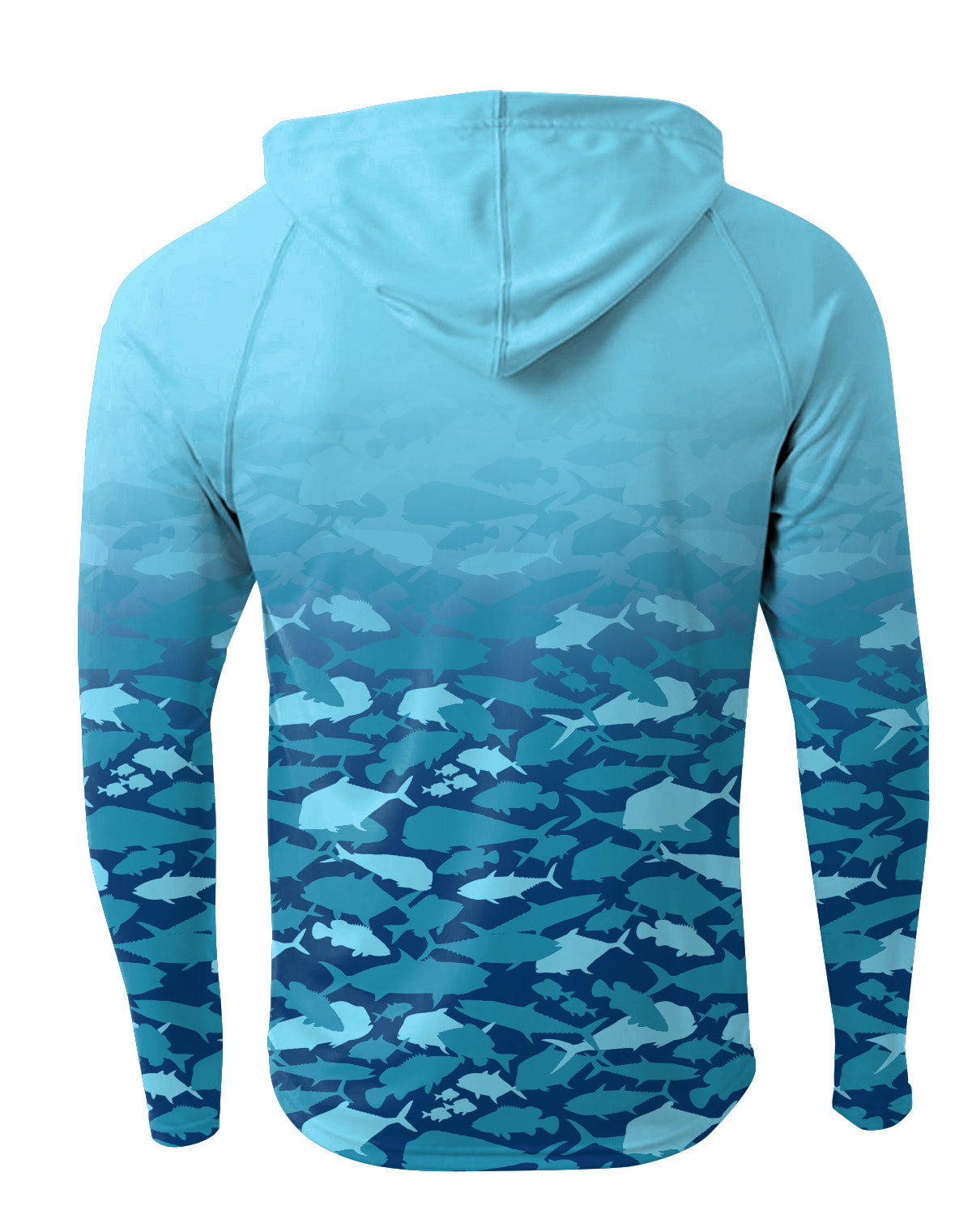SPF Hooded Long Sleeve Blue Fish Camo