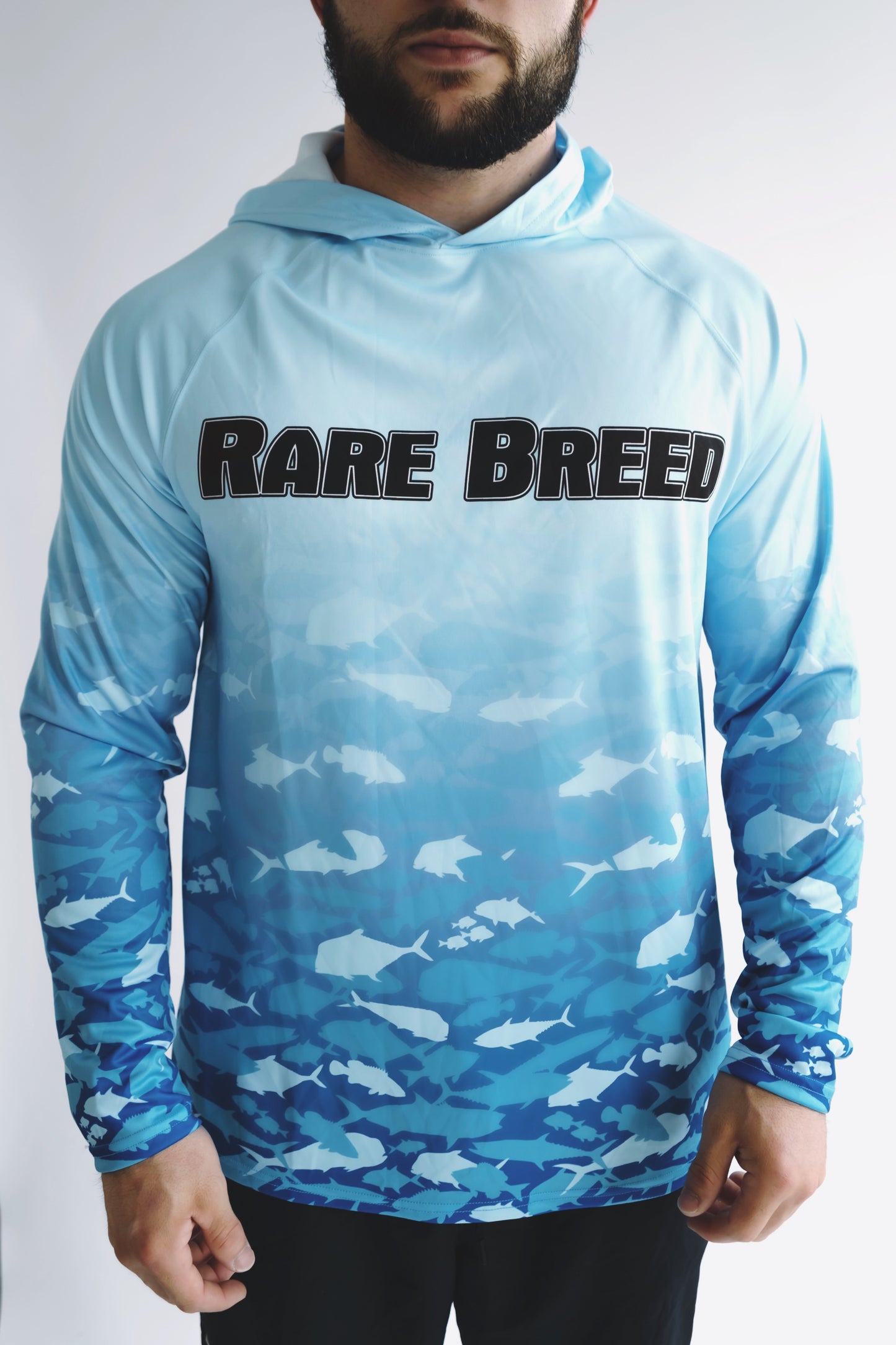 SPF Hooded Long Sleeve Blue Fish Camo