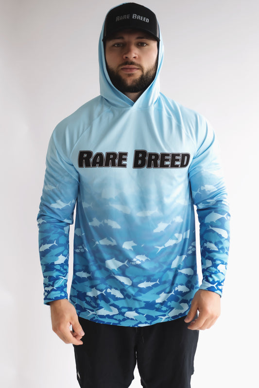 SPF Hooded Long Sleeve Blue Fish Camo