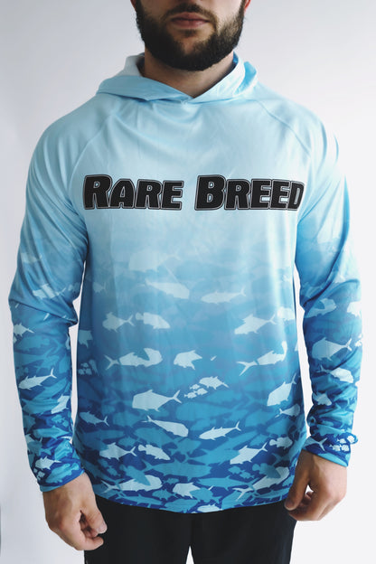 SPF Hooded Long Sleeve Blue Fish Camo